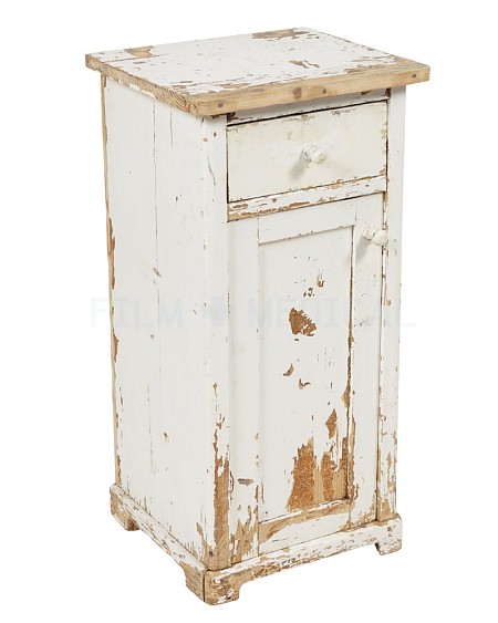 Cream Distressed Bed Side Cabinet